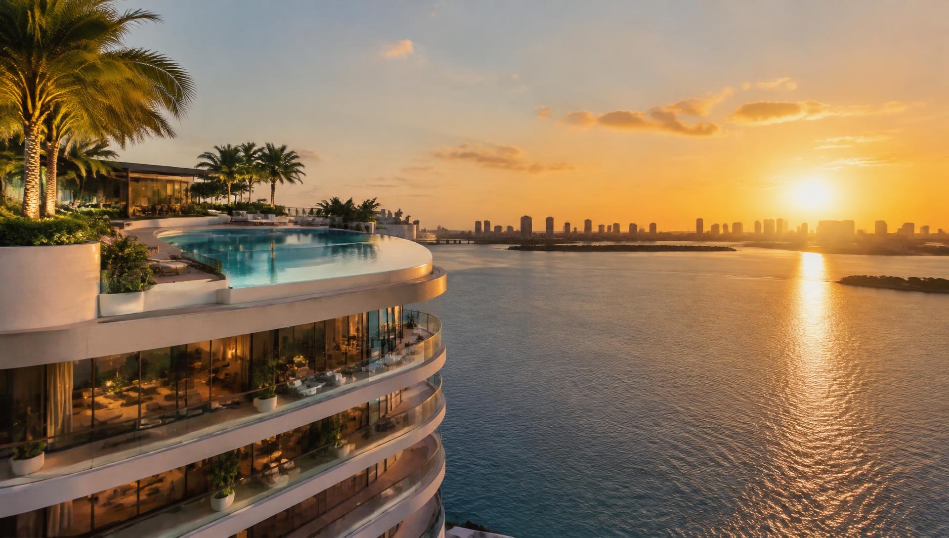 Rooftop pool overlooking Biscayne Bay